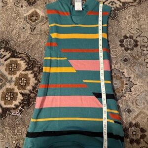 BCBGMaxAzria Teal Tank Top with Vibrant Stripes